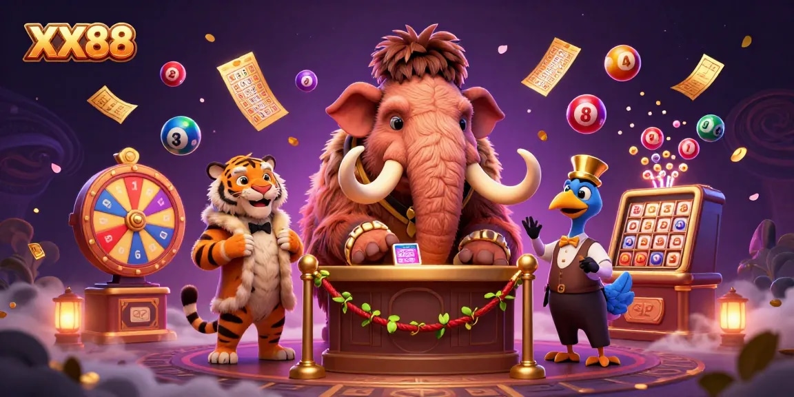 Experience the vibrant world of XX88 with colorful gaming elements and lively characters in a dynamic casino scene.