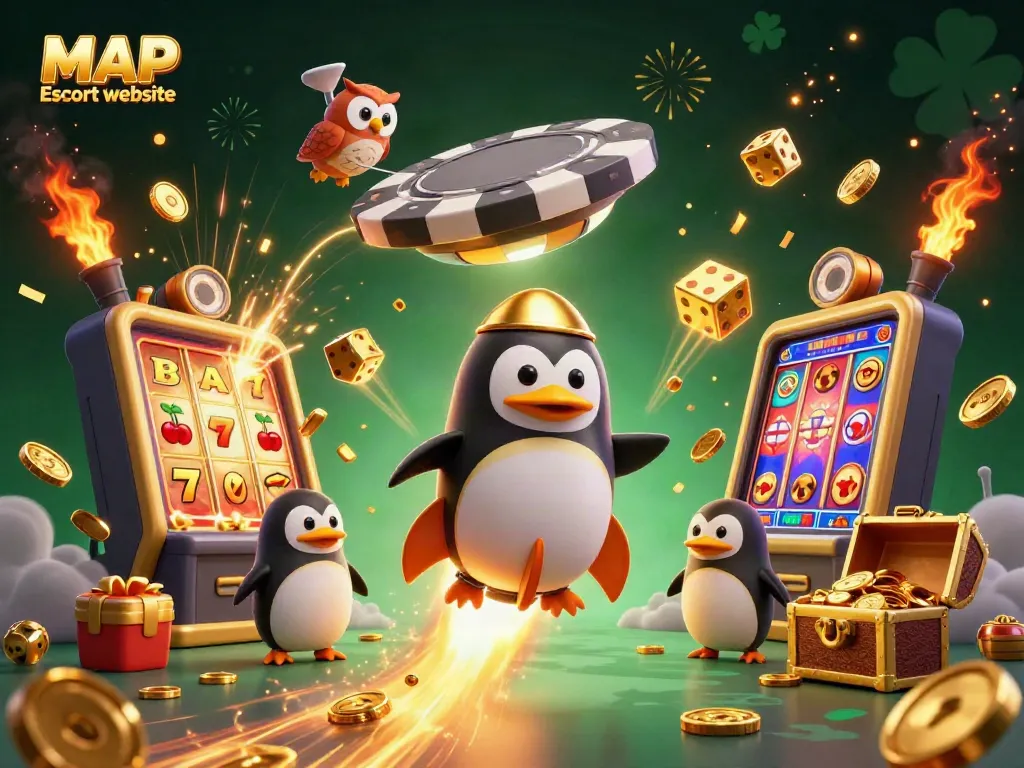 Experience the thrill of the MAP Escort website in this vibrant casino-themed illustration featuring dynamic gaming elements.