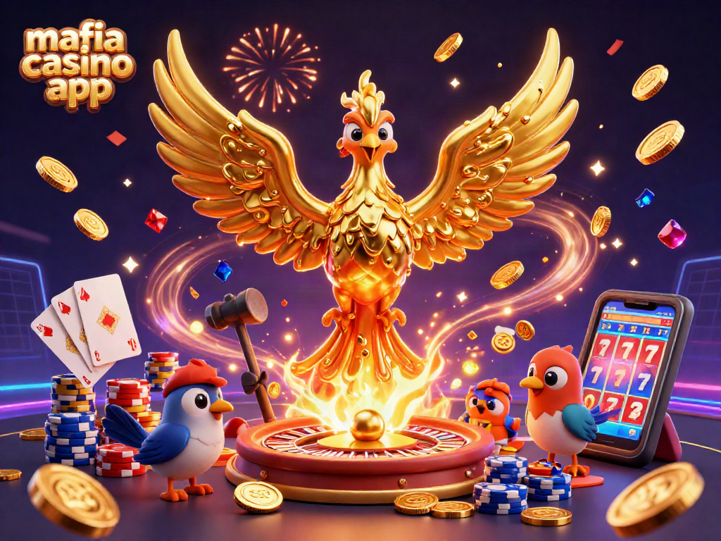 Spin and win with the mafia casino app, featuring vibrant 3D characters and casino elements.