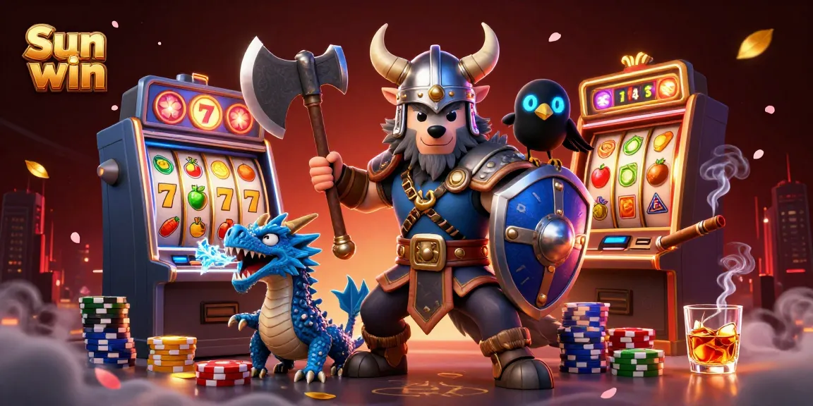 Engage in thrilling gameplay at Sun win with an exciting 3D Viking wolf, fierce dragon, and slot machine galore!