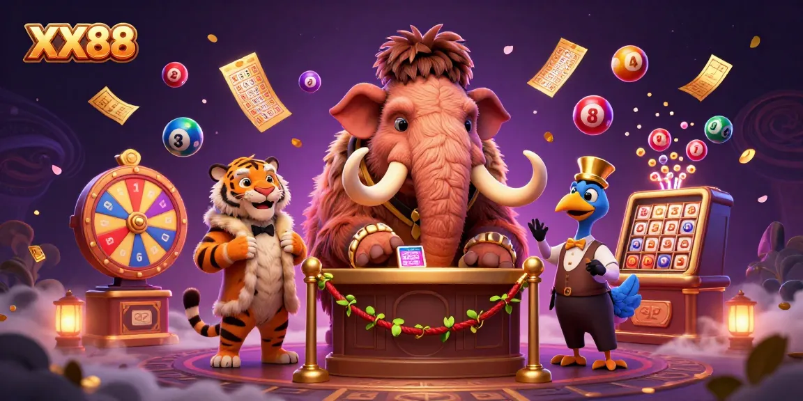 Experience the vibrant world of XX88 with colorful gaming elements and lively characters in a dynamic casino scene.