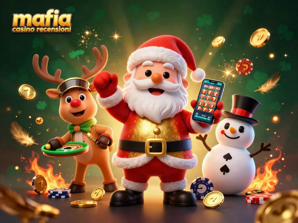 Engaging mafia casino recensioni image showcasing Santa and his companions enjoying jackpot slots.