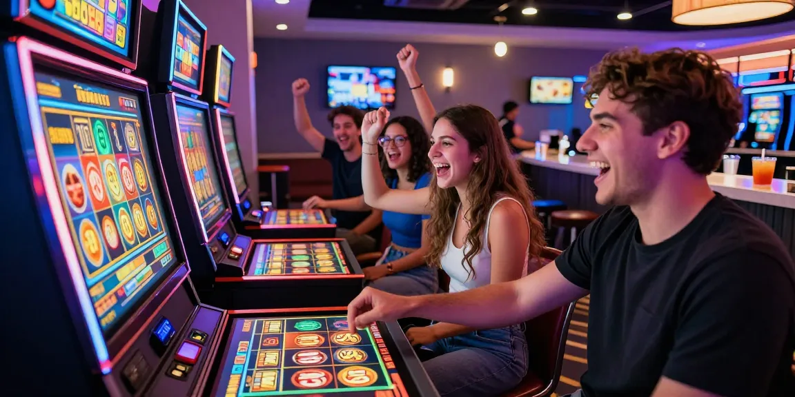 Group enjoying the rokok88 slot experience in a vibrant gaming lounge.
