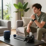 Discover cool tech gadgets under $143 enhancing modern living with Bluetooth devices in a stylish home.